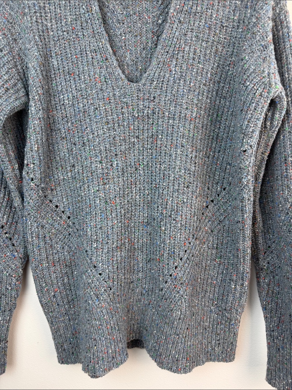 Rag & Bone Eco Donegal V-Neck Blue Sweater XS Relaxed Fit Recycled Wool Blend - Picture 6 of 16